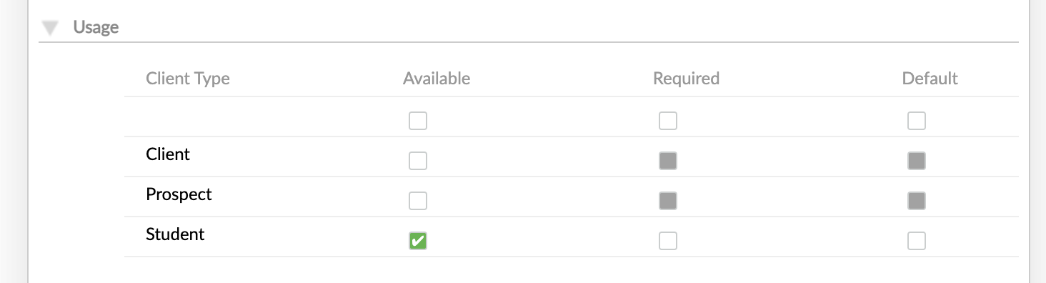 Custom field definition has available setting selected